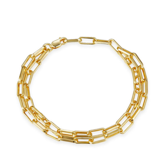 Gold paperclip chain bracelet by Awakened Time with a minimalist elongated link design crafted in 925 sterling silver with an 18ct gold vermeil finish.