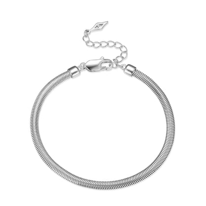Bare Luxe Essential Chain Bracelet by Awakened Time featuring a sleek 925 sterling silver chain design for timeless minimalist jewelry styling.