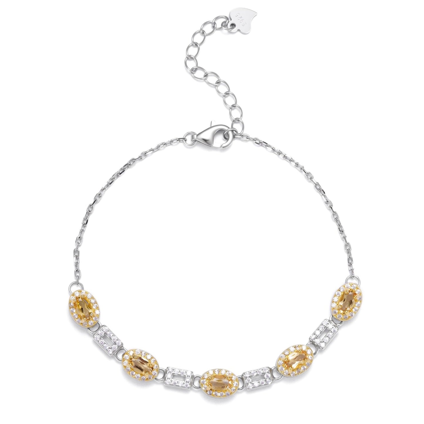 Classic Citrine Bracelet by Awakened Time crafted in 925 sterling silver with a luminous natural citrine gemstone and brilliant cubic zirconia details.