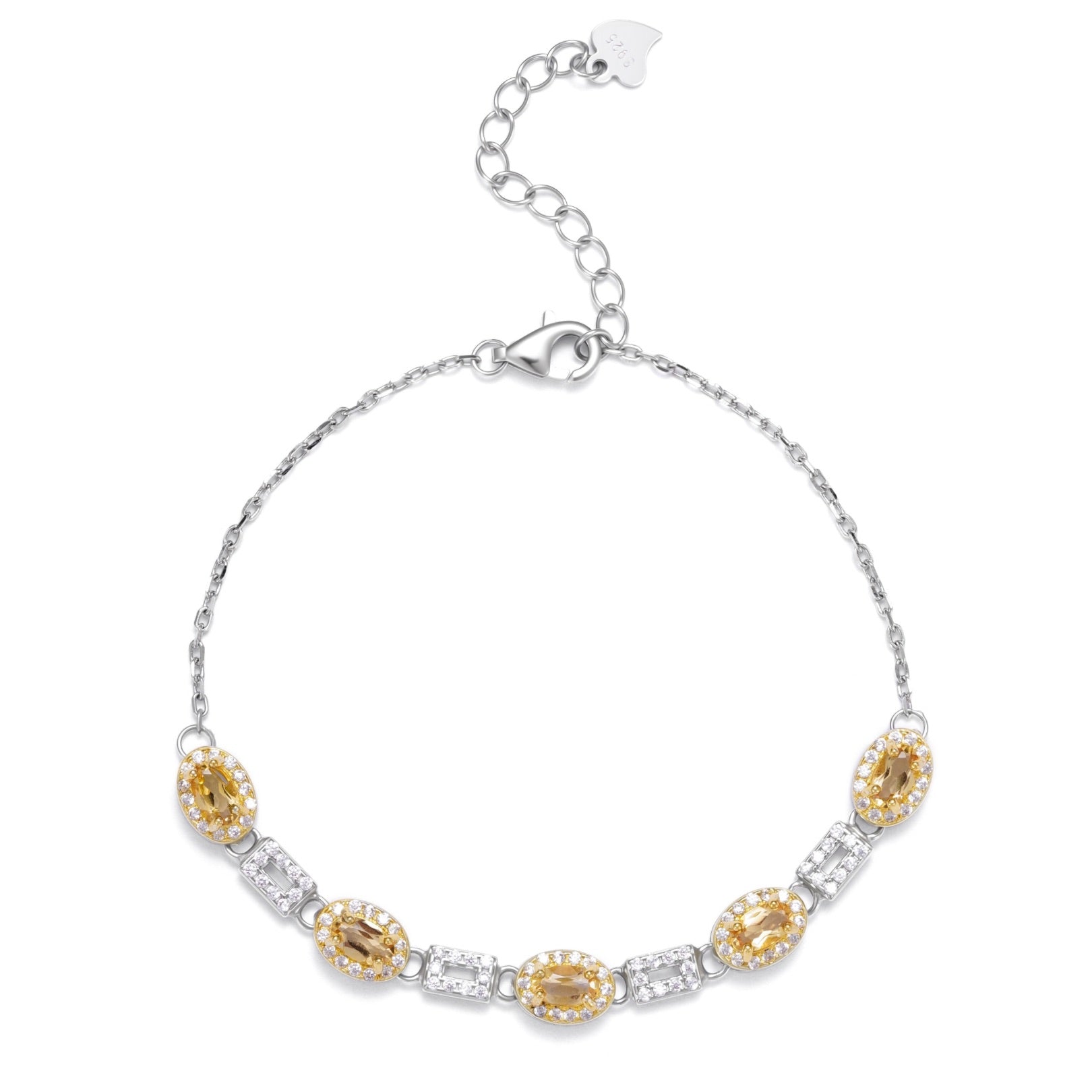 Classic Citrine Bracelet by Awakened Time crafted in 925 sterling silver with a luminous natural citrine gemstone and brilliant cubic zirconia details.