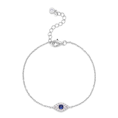 Awakened Time Evil Eye Bracelet crafted in 925 sterling silver with blue and white cubic zirconia stones.