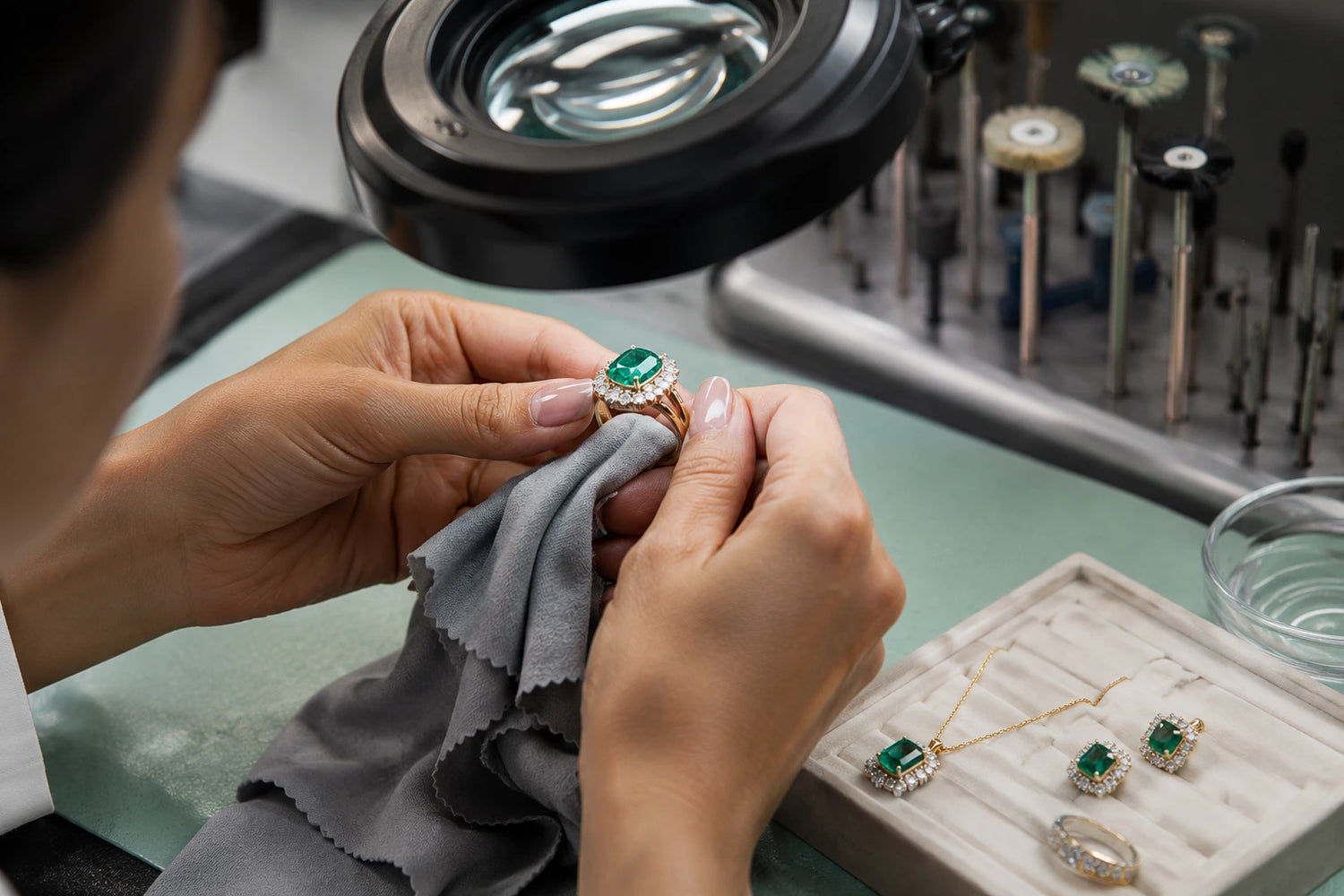 Awakened Time jewelry craftsmanship showing final polishing and quality inspection process