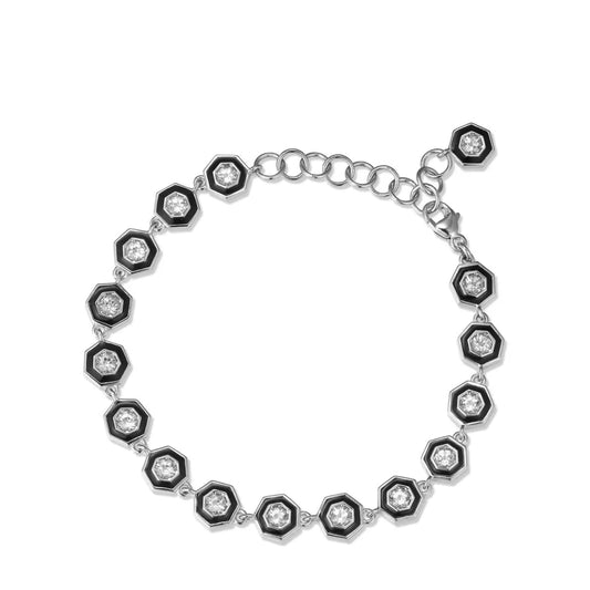 Awakened Time Hexa Noire geometric bracelet featuring natural white topaz in 18ct white gold vermeil on 925 sterling silver.