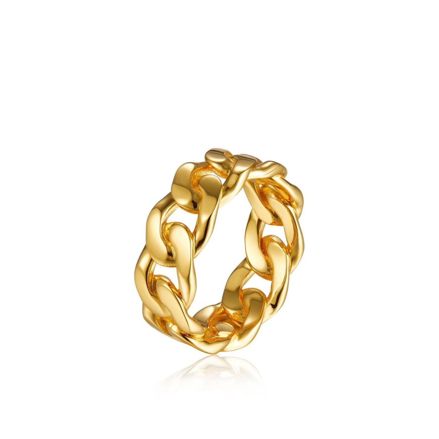 Iconic Chain Ring by Awakened Time in 18ct gold vermeil, a sculptural chain design crafted over 925 sterling silver.