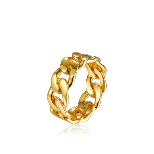 Iconic Chain Ring by Awakened Time in 18ct gold vermeil, a sculptural chain design crafted over 925 sterling silver.