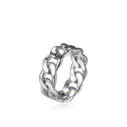 Awakened Time Iconic Chain Ring crafted in 18ct white gold vermeil over sterling silver.