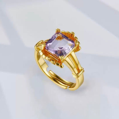 Macro product view of The Lilac Crown Ring showcasing the cut of the natural amethyst stone by Awakened Time.
