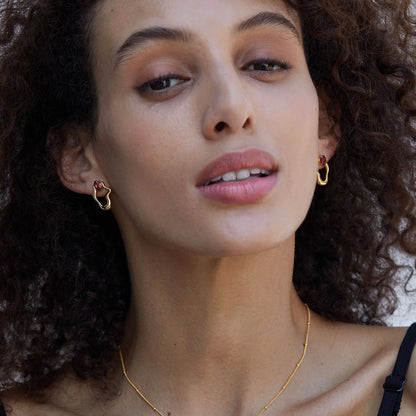 Rouge Wave Garnet Gold Vermeil Earrings