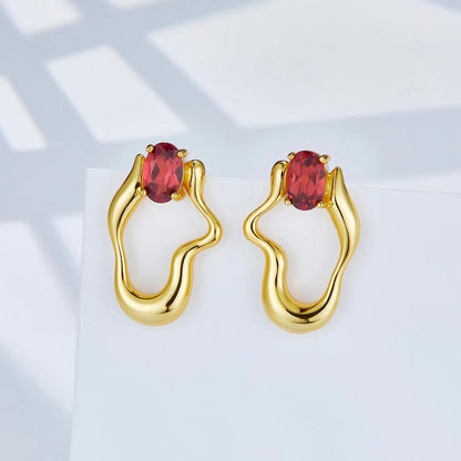 Awakened Time Rouge Wave earrings in an elegant Paris design featuring gold vermeil craftsmanship