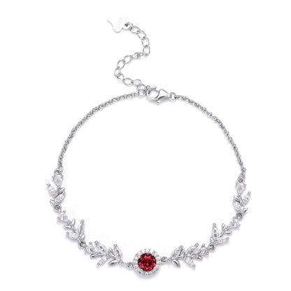 Awakened Time Wheatline Bracelet featuring a natural faceted garnet set in 925 sterling silver with a delicate wheat-inspired design.