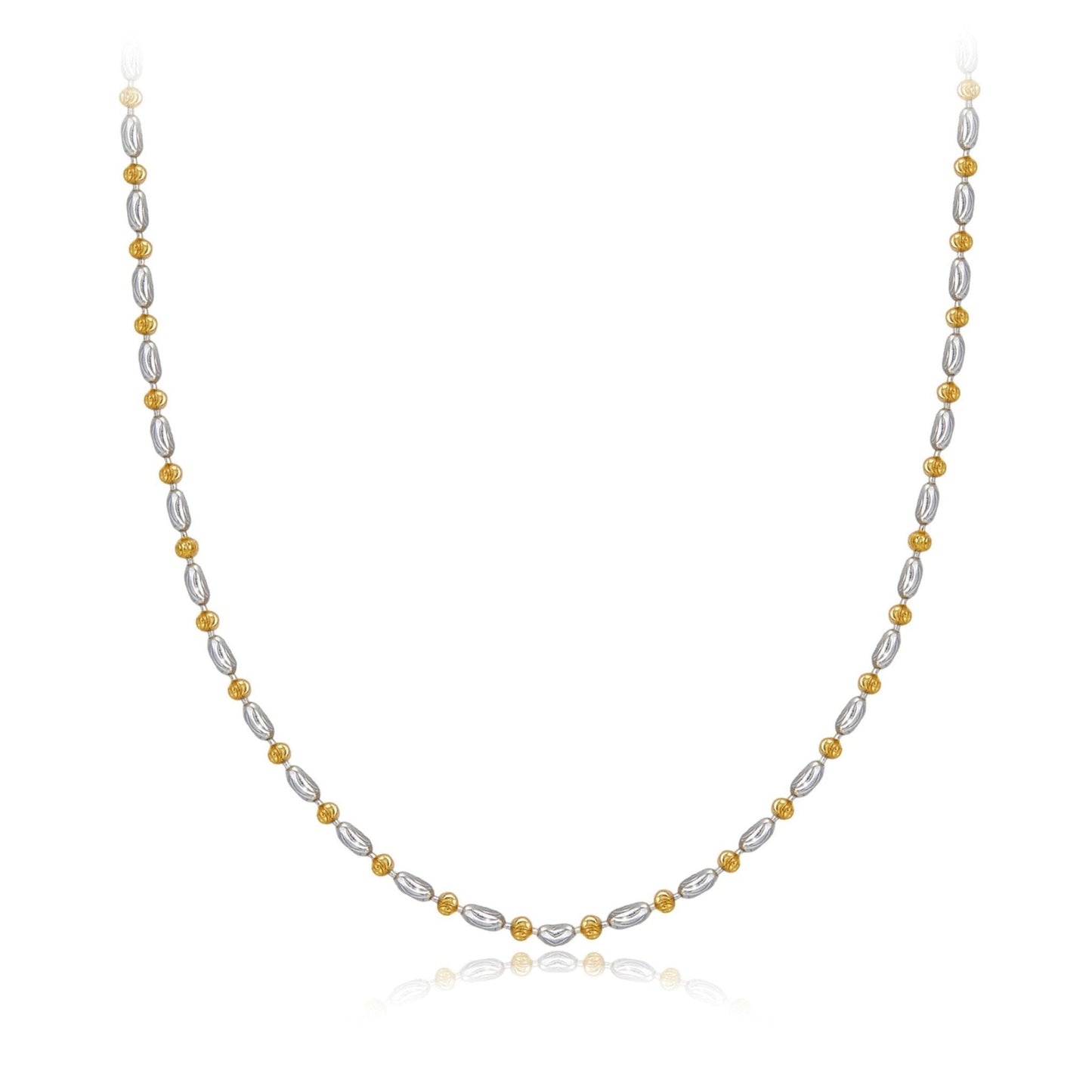 Bare Luxe Éclat fine chain necklace featuring two-tone gold and white gold vermeil links