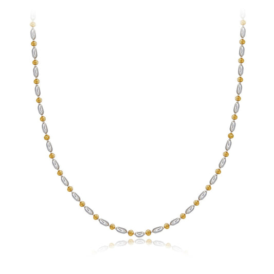 Bare Luxe Éclat fine chain necklace featuring two-tone gold and white gold vermeil links