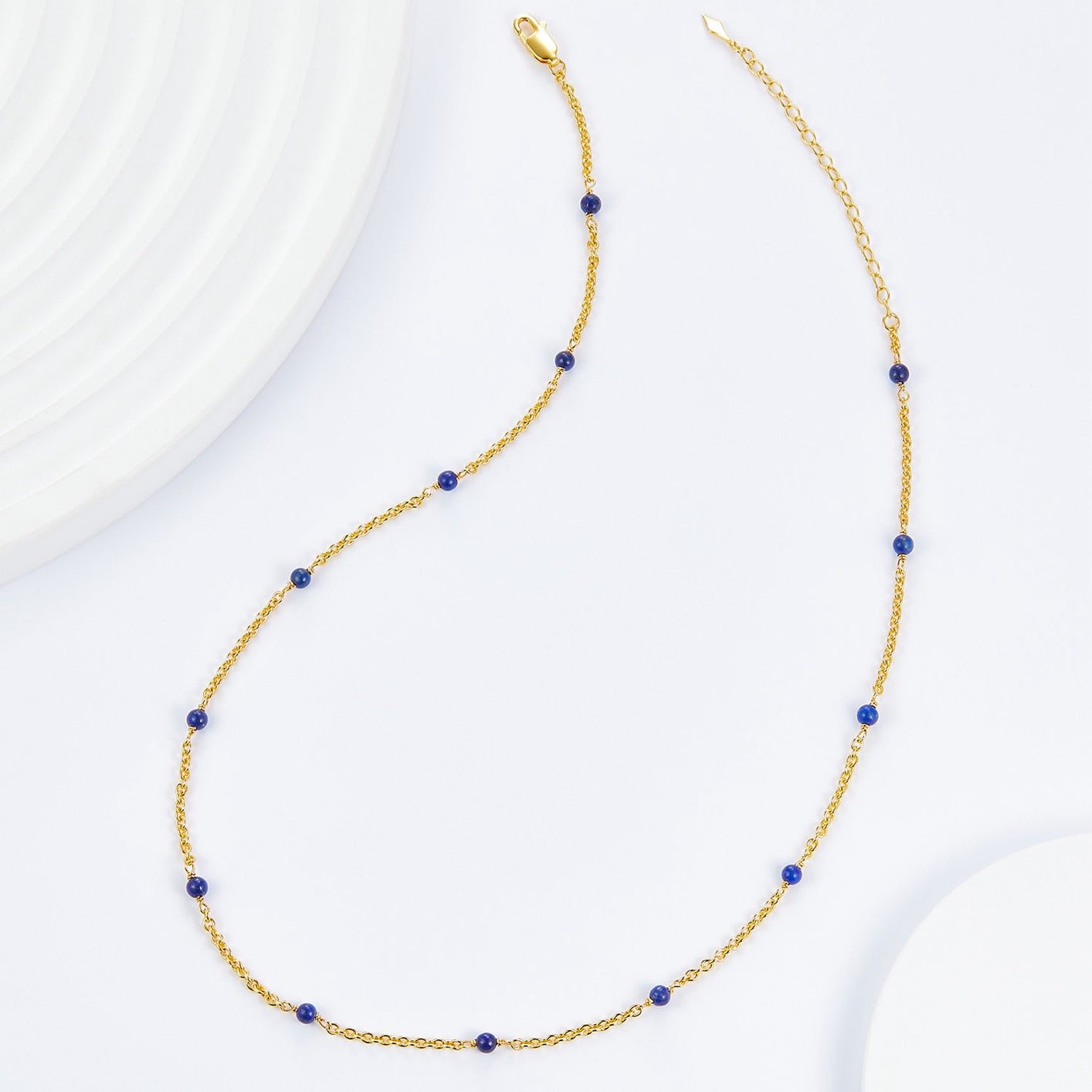Bare Luxe lapis lazuli chain necklace in 18ct gold vermeil