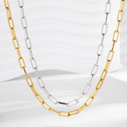 Bare Luxe Paperclip Necklace in gold and white gold vermeil finishes