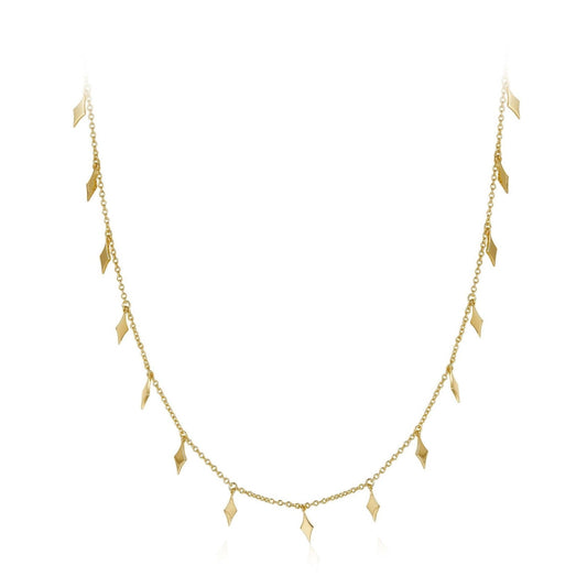 Bare Luxe Venus Drip necklace featuring delicate diamond-shaped gold charms on a fine chain