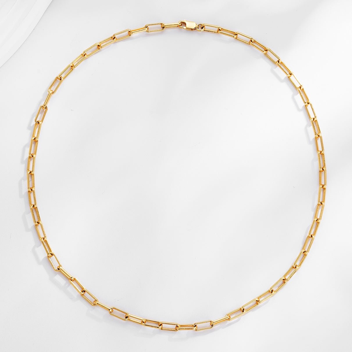 18ct gold vermeil paperclip chain necklace in 925 sterling silver