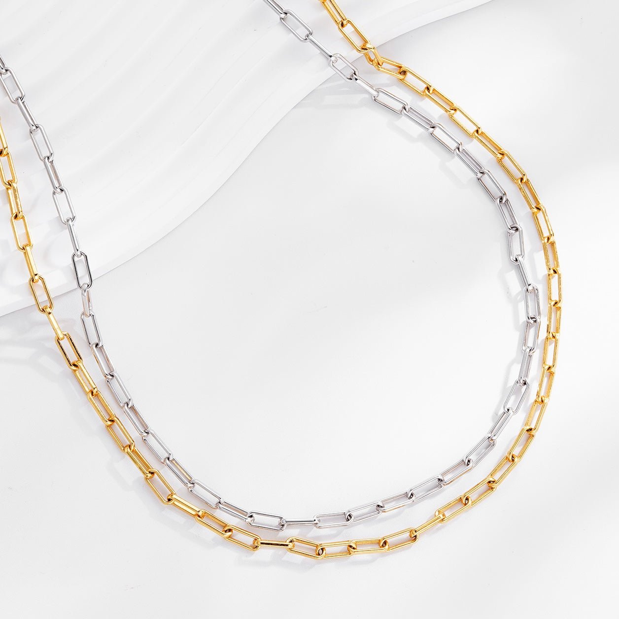 Gold and white gold vermeil Bare Luxe Paperclip Necklaces