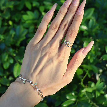 Anillo Línea de Hojas