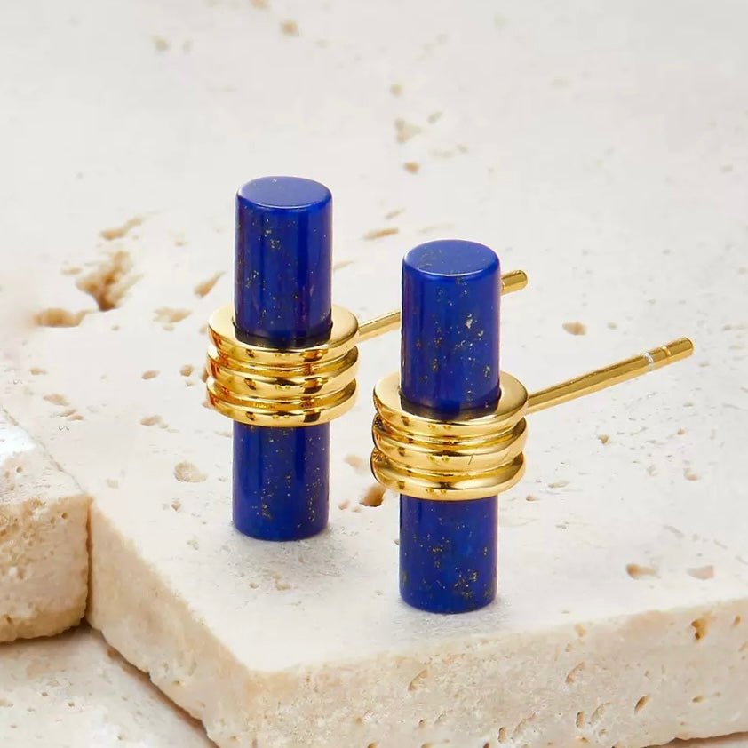 Orecchini a punto luce in oro con lapislazzuli Or et Cobalt | Awakened Time