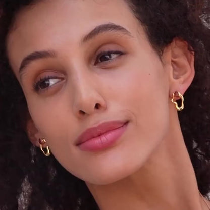 Rouge Wave Garnet Gold Vermeil Earrings