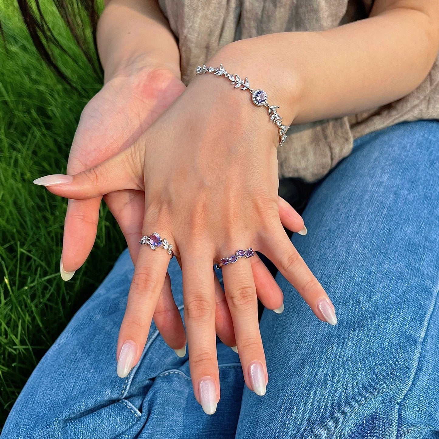 Wheatline Bracelet - Featuring Amethyst