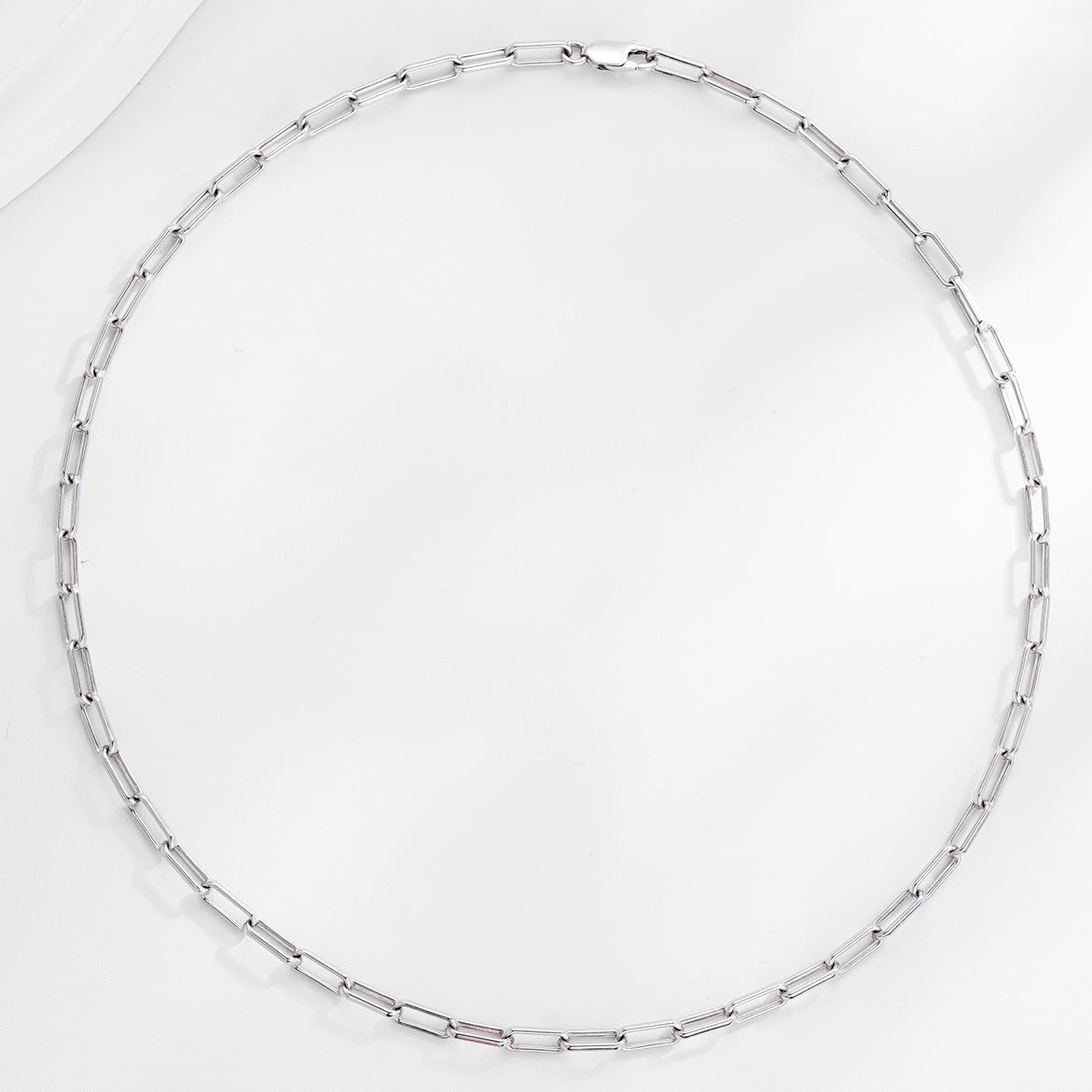 White gold vermeil paperclip necklace crafted in sterling silver