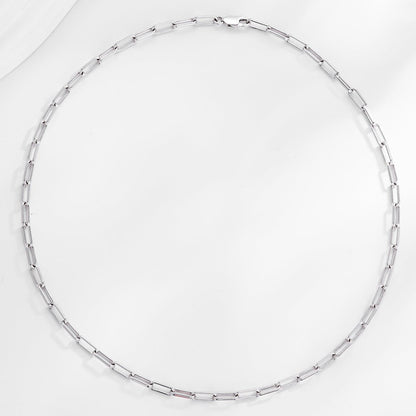 White gold vermeil paperclip necklace crafted in sterling silver